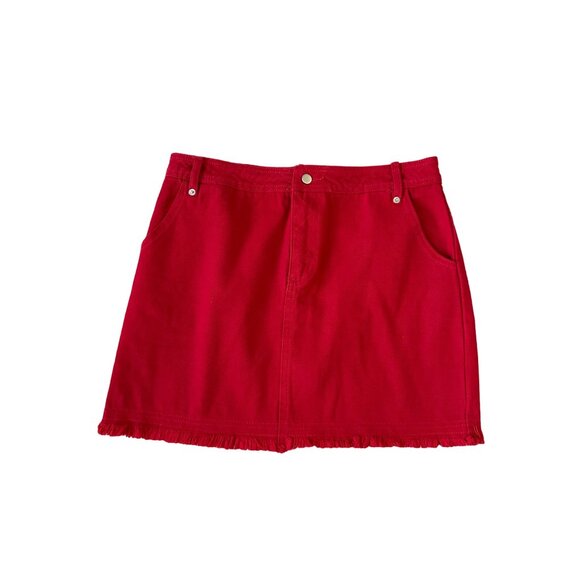 THE IMPECCABLE PIG Red Denim Skirt Size Large - Picture 3 of 6